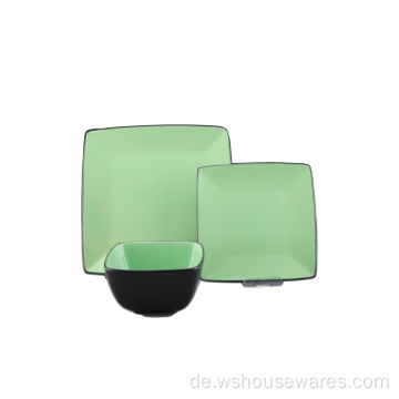 Neue Stil Farbe Quadratische Form Keramik 12pcs Geschirr